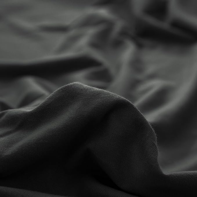 PURE ERA Jersey Knit Sheet Set Solid Black Queen | 100% Cotton, 3 Piece Set, T Shirt Soft, Breathable, Envelope Closure Pillowcases, Hidden Zipper, 8 Ties, No Insert, Modern