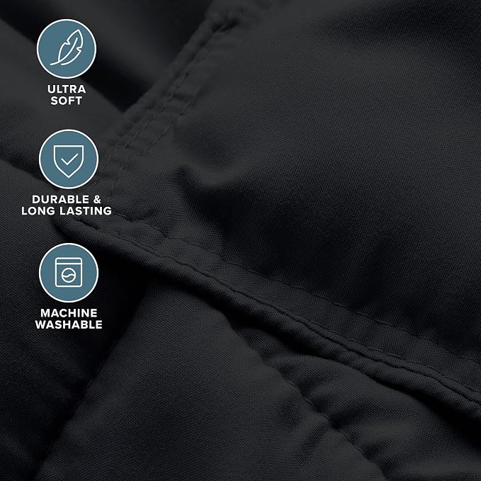 Bare Home Comforter Set - 1800 Ultra Soft (Oversized Queen, Black) | All-Season, Breathable, Hypoallergenic, Premium 1800, Warm, Cozy