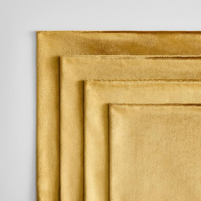GIGIZAZA Pack of 4 Golden Decorative Velvet Pillow Covers 18x18 | Throw Pillows for Couch Sofa,280gsm Soft Textured Fabric,Modern Accent Pillowcases,Luxury Living Room Cushion Covers