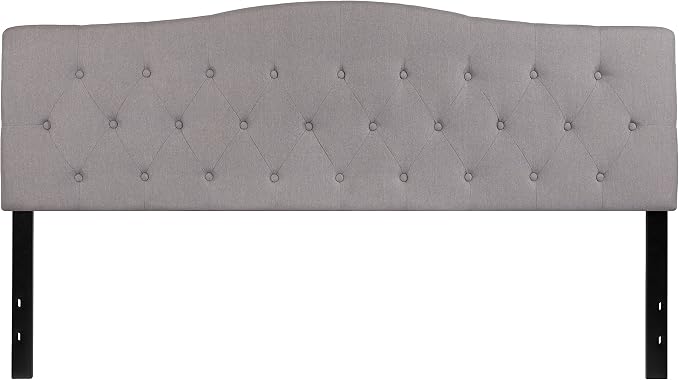 EMMA + OLIVER Light Gray King Button Tufted Headboard | Adjustable Bed Rail Slots, Fabric Upholstered