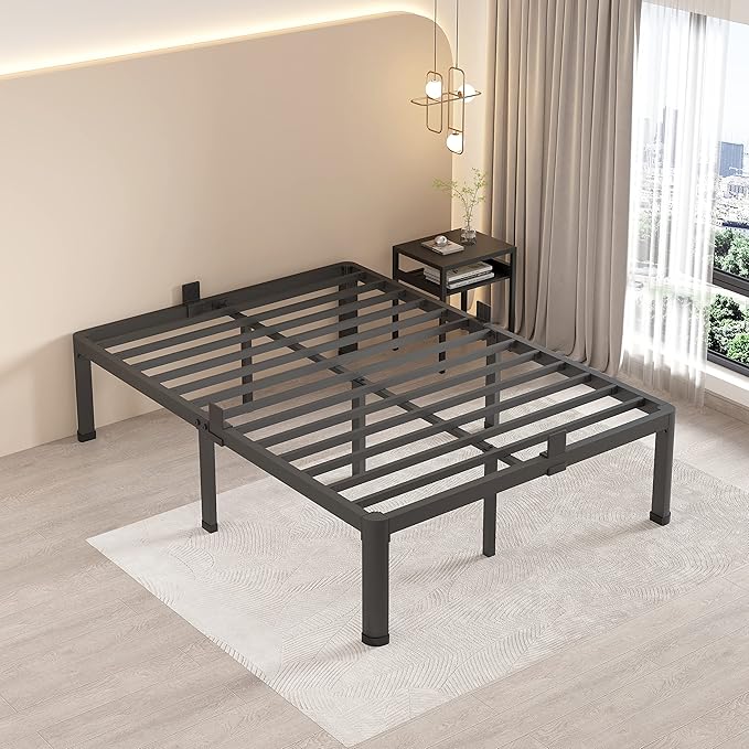 MAF 12 Inch Full Size Metal Platform Bed Frame with Round Corner Legs | Mattress Baffle, 3000 LBS Heavy Duty Steel Slat Support, Noise Free, No Box Spring Needed, Easy Assembly, 10.4" Storage Space