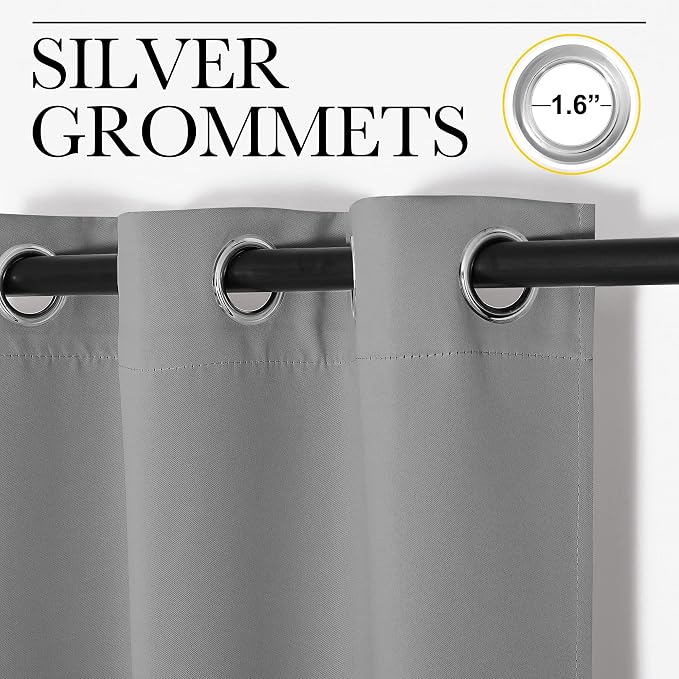 NICETOWN Silver Grey Room Darkening Curtain Panels 102" Long for RV, 55" Width, 2 Panels, Play Room, Studio, Heat Block Out and Keep Warm Drapes Window Treatment Drapes for Doorway Entryway Patio | 102" Long for RV, Play Room, Studio, Heat Block Out an...