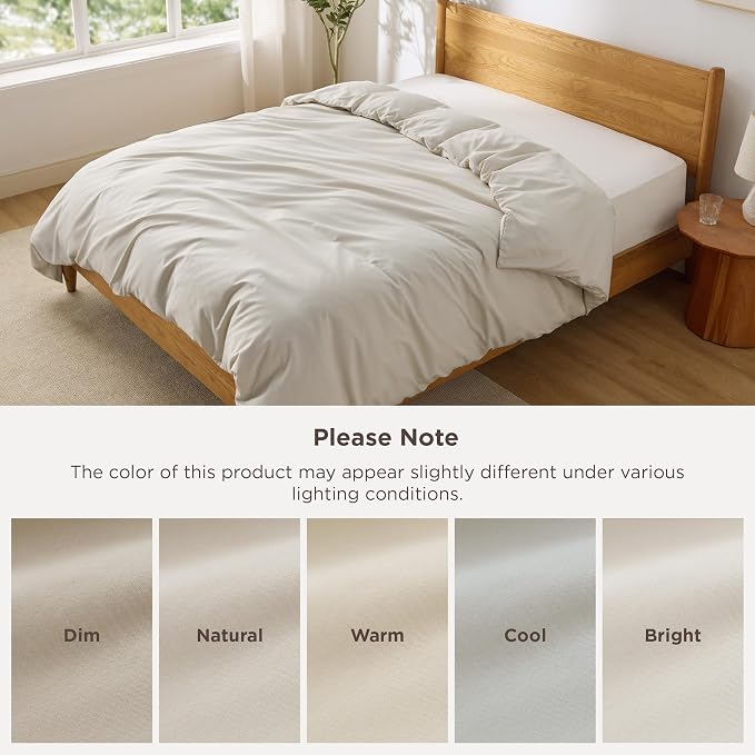 Bedsure Duvet Cover Queen Size, Soft Double Brushed Bedding, Light Beige | For Kids & Adults, 90"x90", Only 1 Comforter Cover, No Pillow Shams, Hotel Luxury, Breathable, Lightweight, Zipper Closure