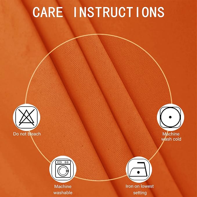 Orange Blackout Curtains 52 x 63 Inch Length/Set of 2 Curtain Panels/Thermal Insulated Room Darkening Blackout Curtains for Bedroom