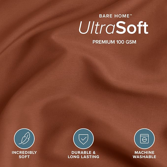 Bare Home Duvet Cover Set 1800 Ultra-Soft (King, Terracotta) | Lightweight, Cooling, Breathable, Premium 1800 Ultra-Soft, All-Season