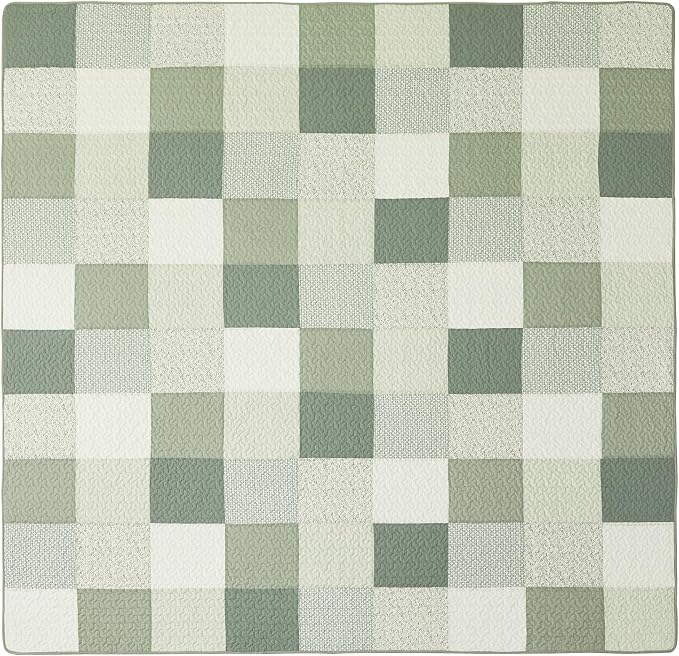 Chezmoi Collection Orna 3-Piece Chic Patchwork Quilt Set - Green Floral Patch Coverlet - Pre-Washed Cotton Lightweight Reversible Bedspread, Queen Size