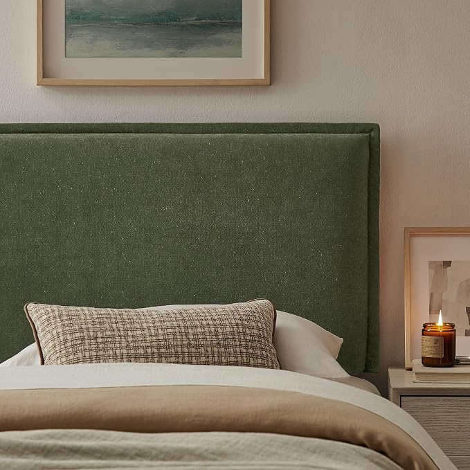 Modway Camille Twin Size Upholstered Linen Blend Headboard with Removable Slipcover – in Sage - Padded Pillow Style Headboard with Adjustable Mounting for Twin Beds