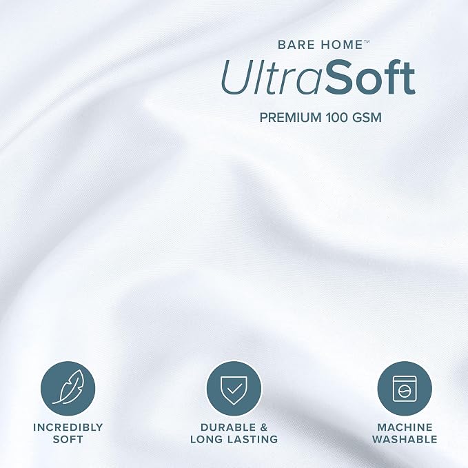 Bare Home Duvet Cover Set 1800 Ultra-Soft (King, White) | Lightweight, Cooling, Breathable, Premium 1800 Ultra-Soft, All-Season