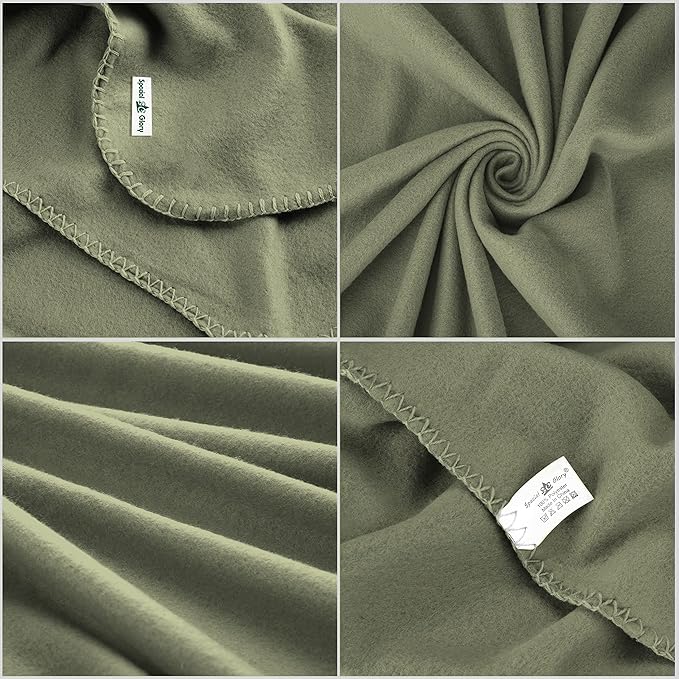Fleece Throw Blanket Set Bulk for Travel Kids Outdoor Wedding Pet (Olive Green, Pack of 6 50x60 Inches)