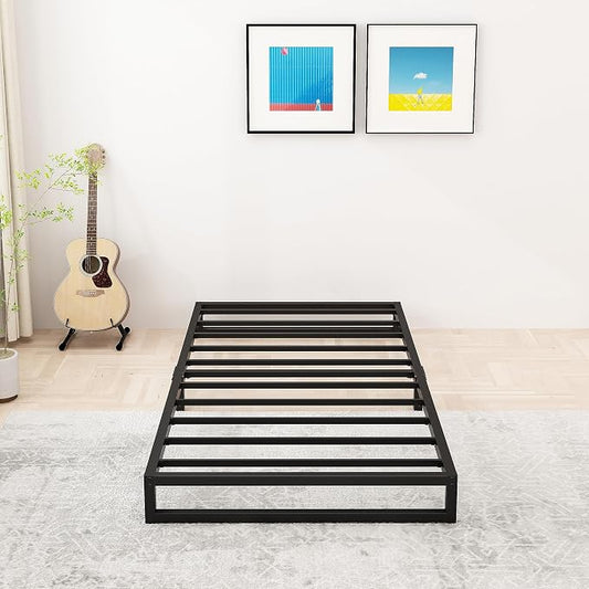 Lutown-Teen 6 Inch Twin Size Bed Frames with Heavy Duty Steel Slat Support | Twin Platform Bed Frame No Box Spring Needed, Noise Free, Easy Assembly, Black