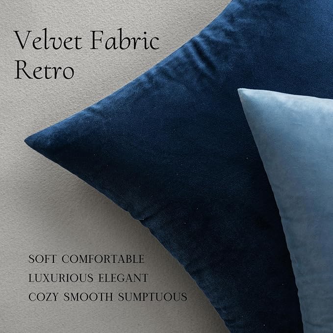 MIULEE Velvet Throw Pillow Covers 16x16 Inch Pack of 2 Dark Blue | Soft Solid Small Decorative Pillow Covers, Modern Luxury Home Decor, for Couch Chair Sofa Bedroom Livingroom Car