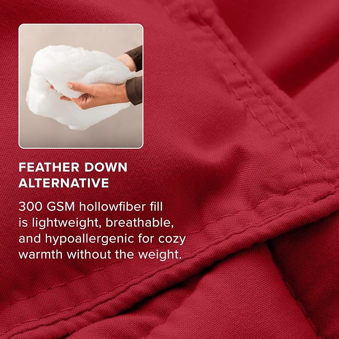 Bare Home Comforter Set - 1800 Ultra Soft (King/Cal King, Red) | All-Season, Breathable, Hypoallergenic, Premium 1800, Warm, Cozy