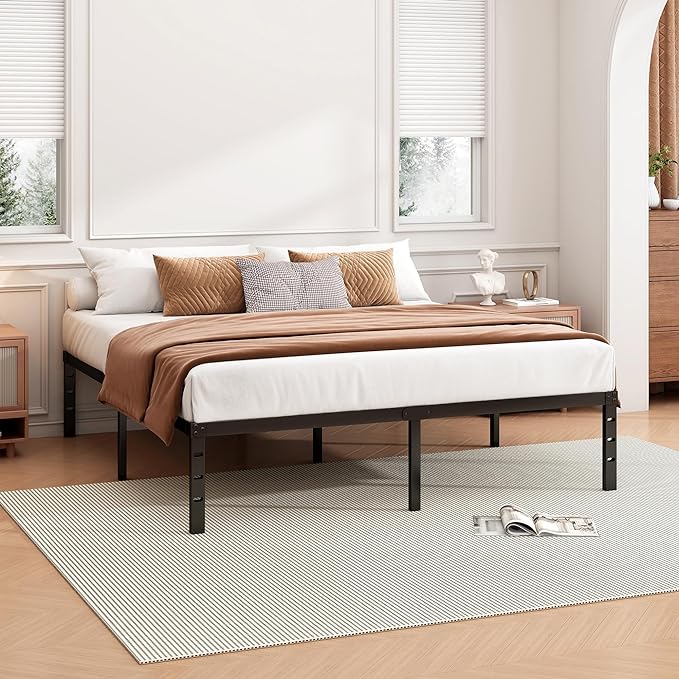 Hafenpo 14 Inch Full Bed Frame, Under Bed Storage, Black | Sturdy Metal Platform Full Size, No Box Spring Needed, Heavy Duty, Easy Assembly, Strong Bearing Capacity