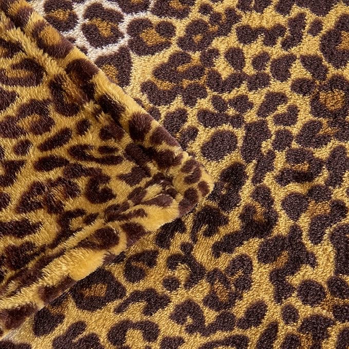 Edenleaf Leopard Print Blanket Fleece Throw for Bed Sofa Travel and Camping, Super Soft Cozy Fluffy Plush Cheetah Print Blanket for All Seasons 50"x60" (Dark Brown)