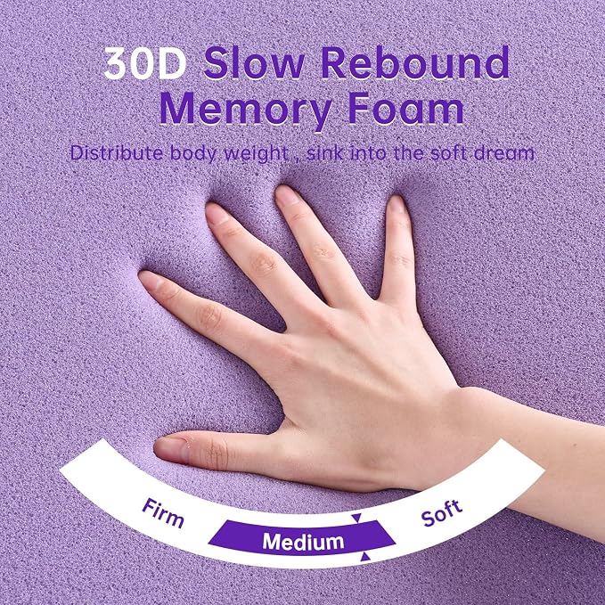 MUXHOMO 3.9 Inch 7-Zone Cal King Mattress Topper, Egg Crate Memory Foam Mattress Topper Cal King for Back Pain, Lavender Gel Infused Bed Pad, CertiPUR-US and Oeko-TEX Certification (83"×71")