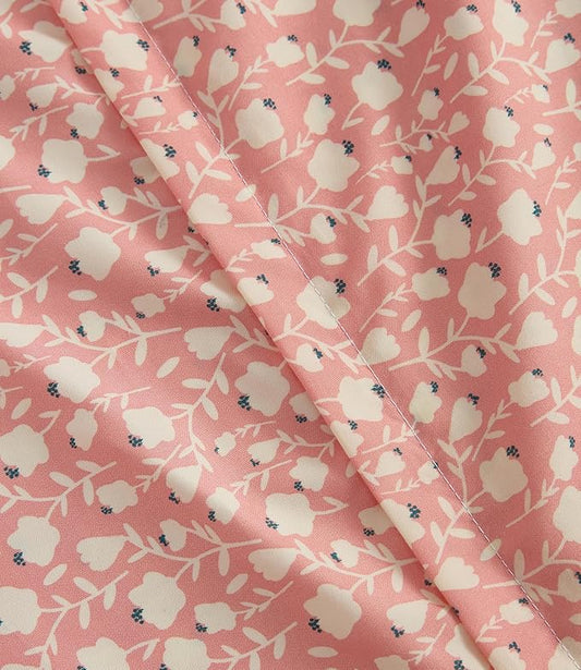 Duvet Cover Full Size - Soft Floral Duvet Cover - 3 Piece - Pinkfield | Soft Floral Duvet Cover 80 x 90 with 2 Pillow Shams, Zipper Closures & Ties, Floral Bedding for Women, Men, Kids & Teens
