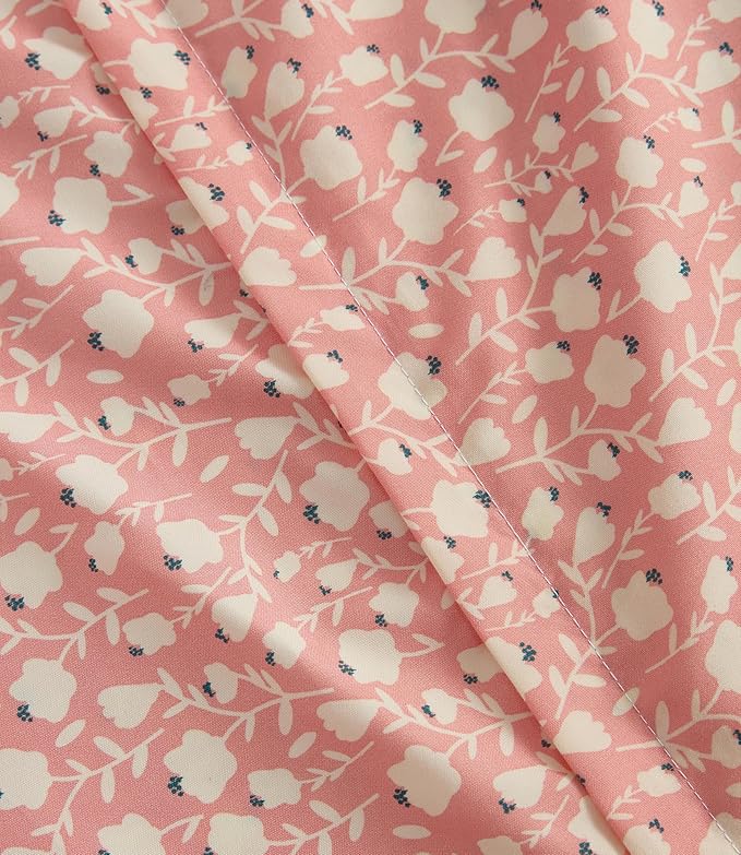 Duvet Cover King Size - Soft Floral Duvet Cover - 3 Piece - Pinkfield | Soft Floral Duvet Cover 104 x 90 with 2 Pillow Shams, Zipper Closures & Ties, Floral Bedding for Women, Men, Kids & Teens