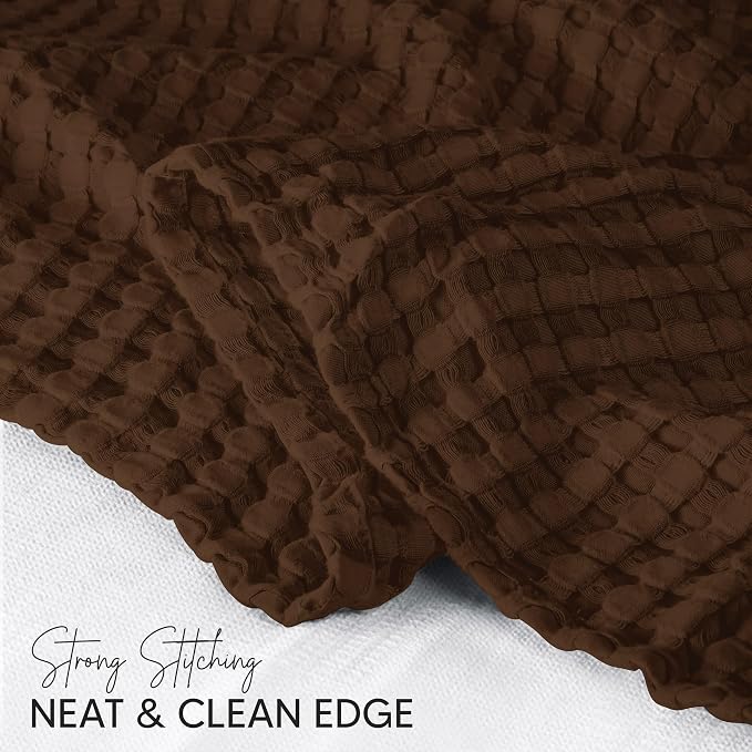 Utopia Bedding 100% Cotton Waffle Blanket Queen Size Brown, 90x90 Inch | Lightweight Breathable Cozy Summer Bed Blanket Home Decor Gift for Women and Men