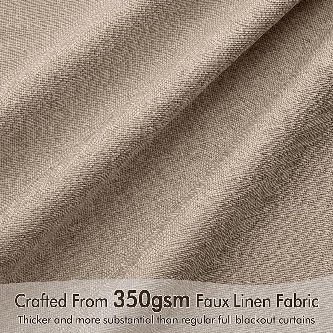 MIULEE 100% Blackout Back Tab Pleat Linen Curtains 50" Wx108 L,Copper Brown | 2 Panels,Thick Faux Linen,Floor to Ceiling,with Hooks,for Bedroom Living Room,Black Out,Room Darkening
