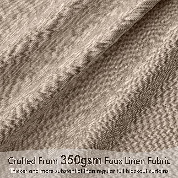 MIULEE 100% Blackout Back Tab Pleat Linen Curtains 50" Wx102 L,Copper Brown | 2 Panels,Thick Faux Linen,Floor to Ceiling,with Hooks,for Bedroom Living Room,Black Out,Room Darkening