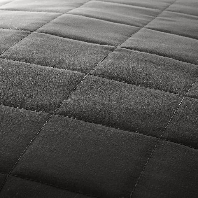 Merit Linens Classic Quilt Coverlet Soft Set in Square Stitching - King/Cal-King Gray