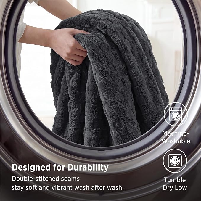 Bedsure GentleSoft Twin XL Blanket for Bed - Super Soft Cozy Fleece Blankets for Kids, Cute Throws for Girls, Dorm Room Essentials for Girls Teens Back to School, Dark Grey, 66x90 Inches
