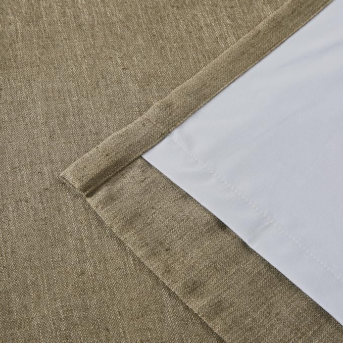 Vision Home Brown Pinch Pleated Full Blackout Curtains Linen Blended Room Darkening Window Curtains 63 inch for Living Room Bedroom Thermal Insulated Pinch Pleat Drapes with Hooks 2 Panel 40" Wx63 L