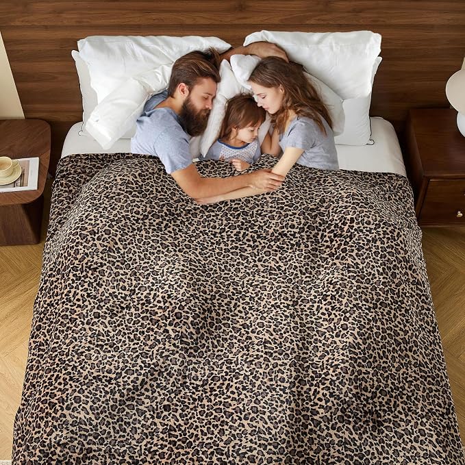 Edenleaf Leopard Print Blanket Fleece Throw for Bed Sofa Travel and Camping, Super Soft Cozy Fluffy Plush Cheetah Print Blanket for All Seasons 90"x108" (Mocha Brown)