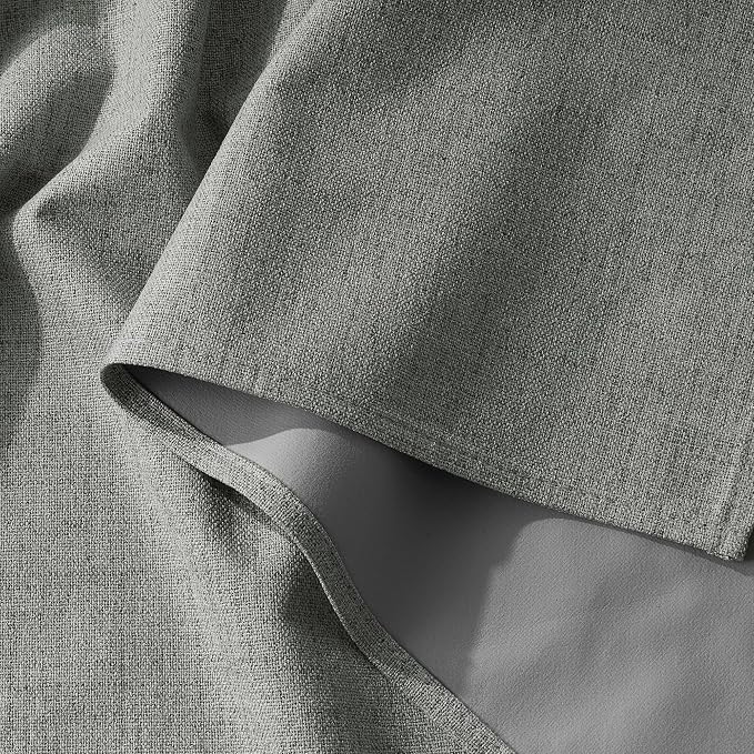 RYB HOME Grey 100% Blackout Linen Textured Curtains 102 Inch Long | Thermal Insulated, Energy Saving, For Bedroom Living Room Dining Loft Nursery Patio Sliding Glass Door, W52 x L102, 2 Panels