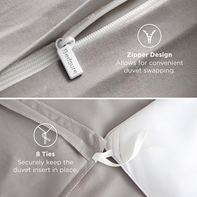 Bedsure Duvet Cover King Size, Soft Double Brushed Bedding Set, 3Pcs, Taupe | For Kids & Adults, 104"x90" Comforter Cover, Hotel Luxury, All Season, Breathable, Easy Care, Lightweight, Zipper Closure