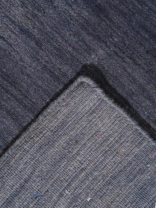 HAND KNOTTED LOOM WOOL ECO-FRIENDLY AREA RUGS - 2'6''x6', Runner Shape, Charcoal Color, Contemporary Modern, High Pile Thick Handmade Anti Skid Area Rugs for Living Room, Bed Room (L00530)