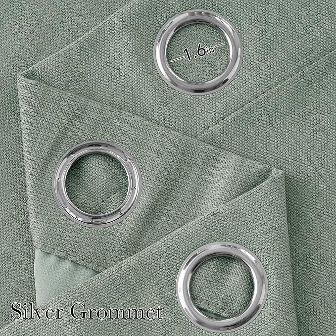 NICETOWN Faux Linen Sage Green Blackout Curtains 84 inches Long for Living | Room - Privacy Panels for Bedroom, Modern Farmhouse Style Easy Care Grommet Top, 2 Panels, W52 by L84