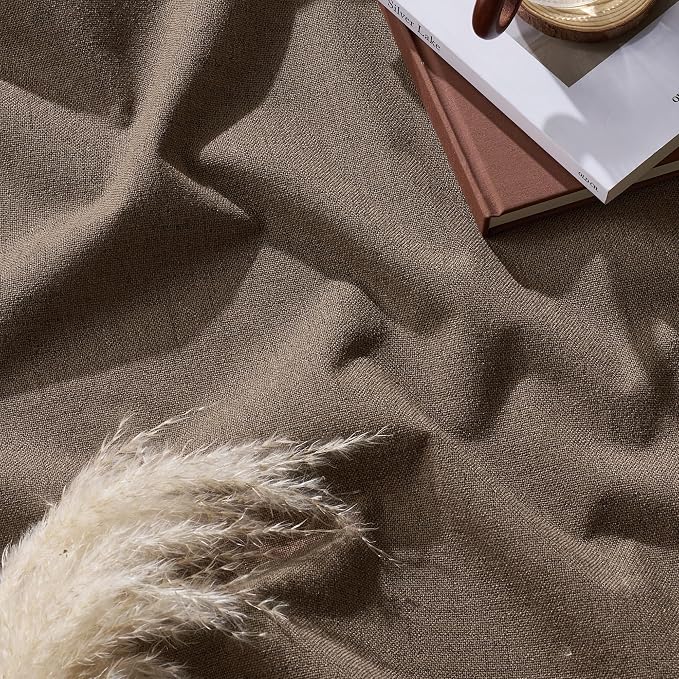 RYB HOME Brown 100% Blackout Curtains 96 Inch Long for Living Dining Room | Thermal Insulating Privacy, Energy Saving Linen, Window Theater, For Bedroom Office Nursery Room Dorm, W52 x L96, 2 Panels