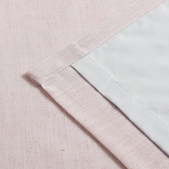 Vision Home Soft Pink Pinch Pleated Full Blackout Curtains Linen Blended Room Darkening Curtain Panels 84 inch for Living Room Bedroom Thermal Insulated Pinch Pleat Drapes with Hooks 40" Wx84 Lx2