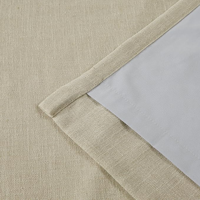 Vision Home Sand Pinch Pleated Full Blackout Curtains Linen Blended Room Darkening Window Curtains 72 inch for Living Room Bedroom Thermal Insulated Pinch Pleat Drapes with Hooks 1 Panel 60" Wx72 L