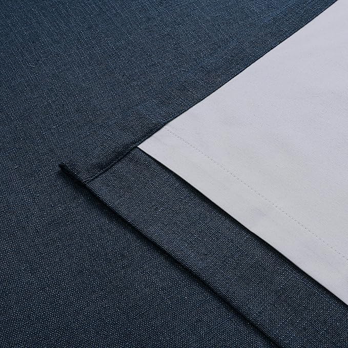 Vision Home Navy Blue Pinch Pleated Full Blackout Curtains Linen Blended Room Darkening Curtain Panels 84 inch for Living Room Bedroom Thermal Insulated Pinch Pleat Drapes with Hooks 40" Wx84 Lx2
