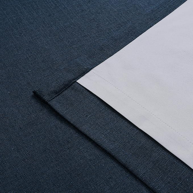 Vision Home Navy Blue Pinch Pleated Full Blackout Curtains Linen Blended Room Darkening Window Panels 84 inch for Living Room Bedroom Thermal Insulated Pinch Pleat Drapes with Hooks 60" Wx84 Lx1