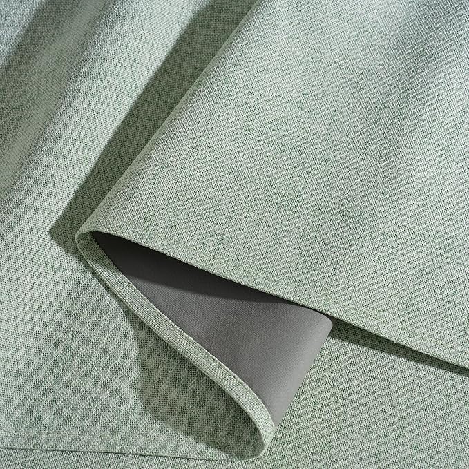 RYB HOME Sage Green 100% Blackout Curtains 84 Inch for Bedroom Living Room | Thermal Insulated Linen Texture Elegant Farmhouse Back Tab Rod Pocket, for Office Dining Room Nursery, W52 x L84, 2 Panels