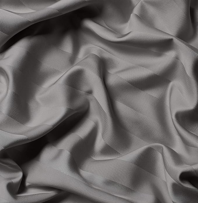 Pure Bamboo Split King Sheets, Genuine 100% Organic Viscose Derived from Bamboo Bed Sheet Set, Soft & Cooling, Double Stitching, 2 Fitted Sheets (Split King, Jacquard Stone)