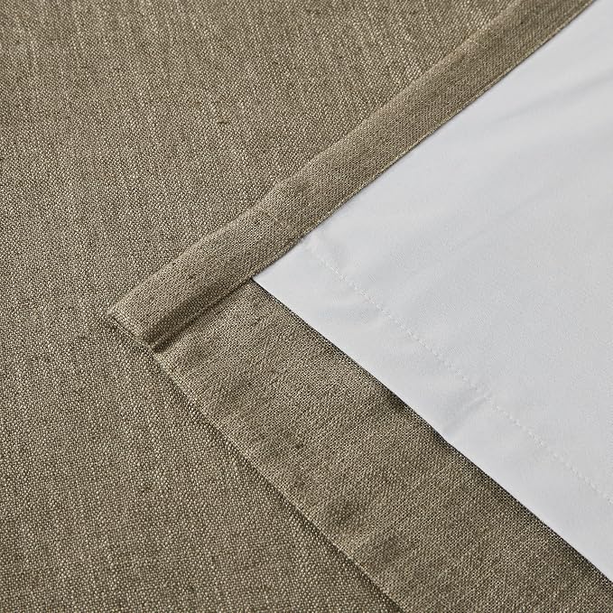 Vision Home Brown Pinch Pleated Full Blackout Curtains Linen Blended Room Darkening Window Curtains 108 inch for Living Room Bedroom Thermal Insulated Pinch Pleat Drapes with Hooks 40" Wx108 Lx2