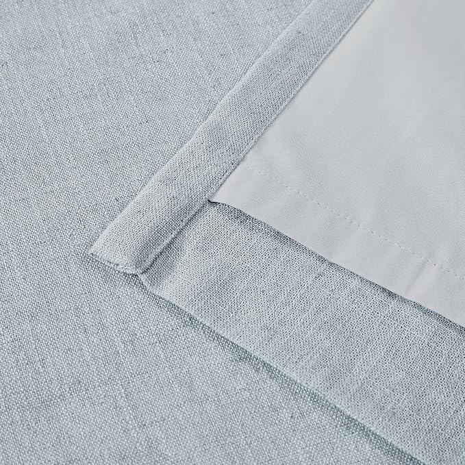 Vision Home Blue Fog Pinch Pleated Full Blackout Curtains Linen Blended Room Darkening Window Curtains 72 inch for Living Room Bedroom Thermal Insulated Pinch Pleat Drapes with Hooks 1 Panel 60"Wx72"L