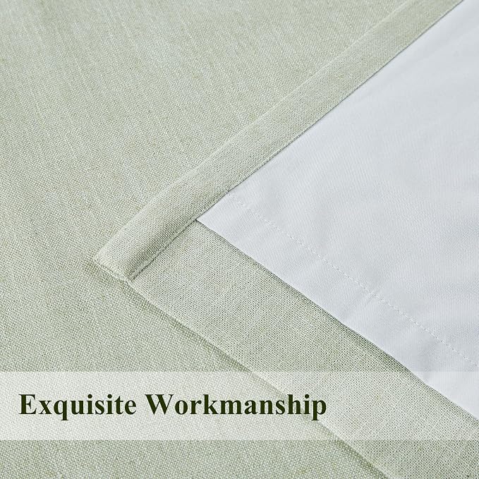 WEST LAKE Pinch Pleated Full Blackout Curtain Panels 108 Inches Long | Soft Green Linen Blended Drapes for Bedroom Living Room,Contemporary Window Treatment,Back Tabs,40"Wx108"Lx2