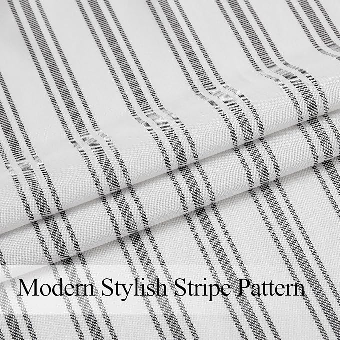 ZJDECOR Cotton Blended Beige Striped Kitchen Tier Curtains,27" Wx24 Lx2 | Kitchen Curtains,Semi Sheer,78%Polyester、22%Cotton,Cottage Farmhouse Rusitc,Kitchen Bathroom RV Window Treatment
