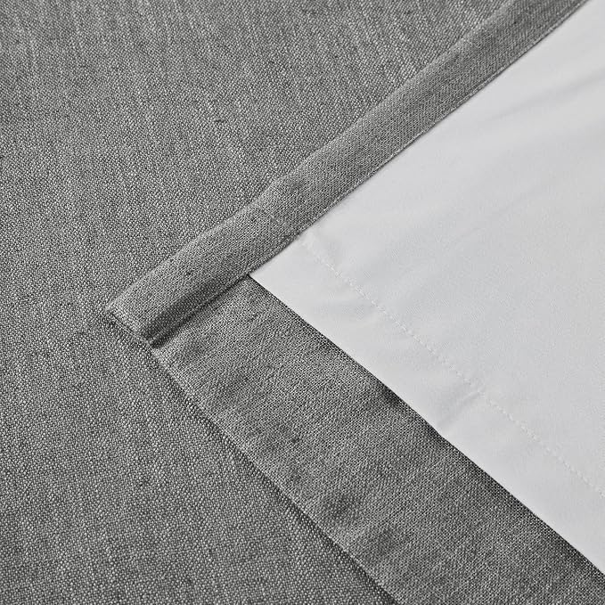 Vision Home Pinch Pleated Dark Grey Blackout Curtains 108 inch Linen Blended Room Darkening Drapes with Thermal Insulation & Back Tab Hooks for Bedroom Living Room, 40" Wx108 L 2 Panels