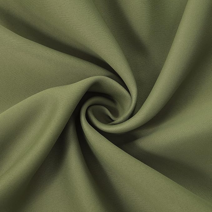 Olive Green Thermal Blackout Curtains/42 x 84 Inch/Set of 2 Panels Room Darkening Curtains for Bedroom