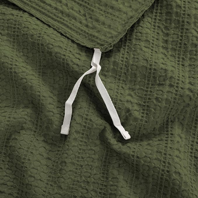 Dreamology Full Duvet Cover, Waffle Duvet Cover Full, 100% Cotton Waffle | Duvet Covers with Zipper Closure, Soft Textured & Breathable Duvet Cover Set,Bedding Duvet Cover Set 3 Pieces (Green)