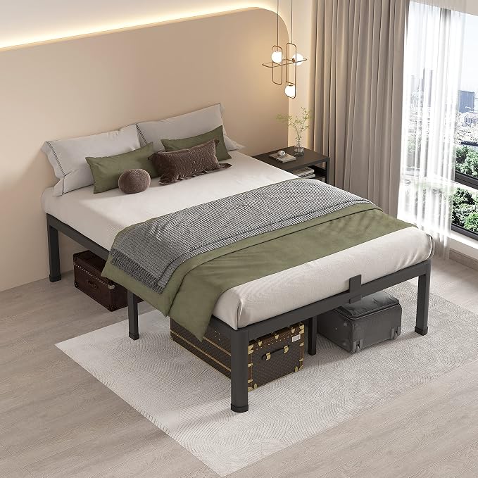 MAF 12 Inch Full Size Metal Platform Bed Frame with Round Corner Legs | Mattress Baffle, 3000 LBS Heavy Duty Steel Slat Support, Noise Free, No Box Spring Needed, Easy Assembly, 10.4" Storage Space