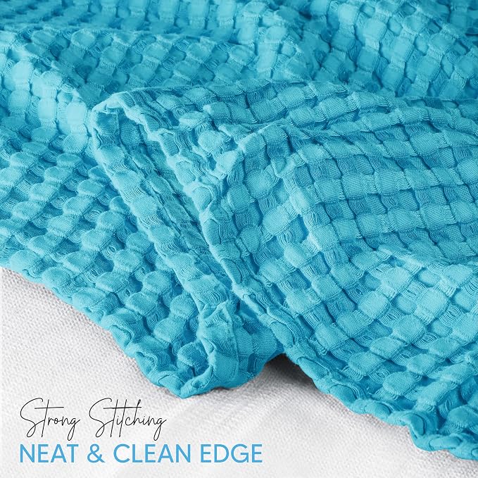 Utopia Bedding 100% Cotton Waffle Blanket Twin Size Teal, 90x72 Inch | Lightweight Breathable Cozy Summer Bed Blanket Home Decor Gift for Women and Men