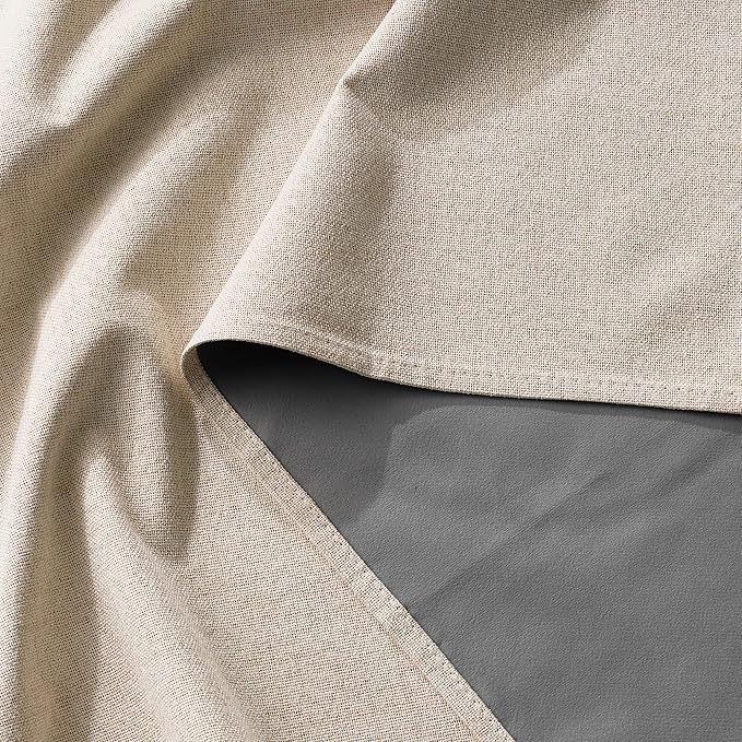 RYB HOME Warm Sand 100% Blackout Curtains 102 Inch Long for Bedroom Loft | Linen Drapes, Thermal Insulated Privacy Assured, Back Tab Rod Pocket, For Sliding Glass Doors Living Room,W52 x L102,2 Panels