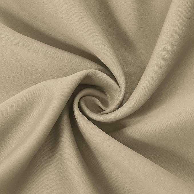 Beige Blackout Curtains 34 x 84 Inch Length/Set of 2 Curtain Panels/Thermal Insulated Room Darkening Blackout Curtains for Bedroom